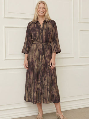 I SAY Ane Button Dress Dresses N42 Aubergine Flow