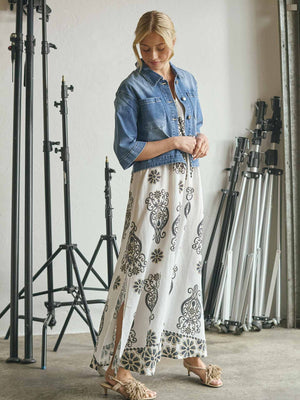 I SAY Ane Long Dress Dresses N25 Summer Border Print