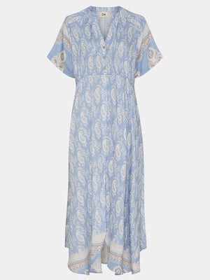 I SAY Ane New Dress Dresses D88 Light Blue Border Paisley