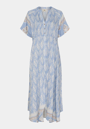 I SAY Ane New Dress Dresses D88 Light Blue Border Paisley