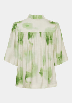 I SAY Ane Placket Blouse Blouses N27 Green Watercolor