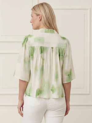 I SAY Ane Placket Blouse Blouses N27 Green Watercolor