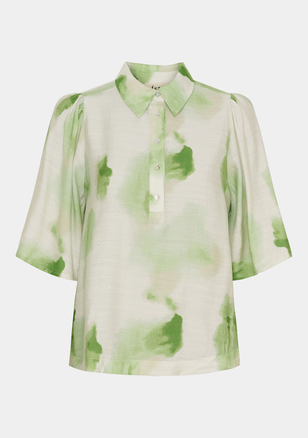 I SAY Ane Placket Blouse Blouses N27 Green Watercolor