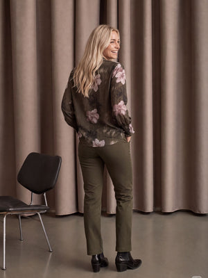 I SAY Ane Printed Blouse Blouses G13 Khaki Flowerdream