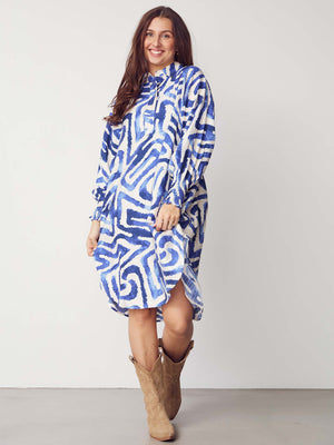 I SAY Ane Printed Dress Dresses N21 Blue Graphical