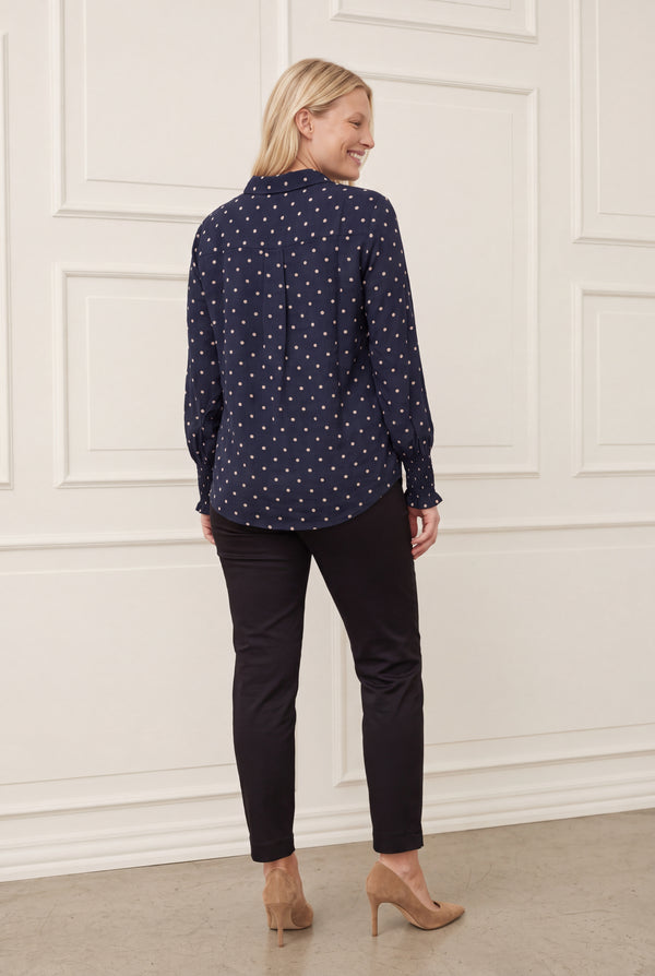 I SAY Ane Smock Shirt Shirts D67 Navy Dot