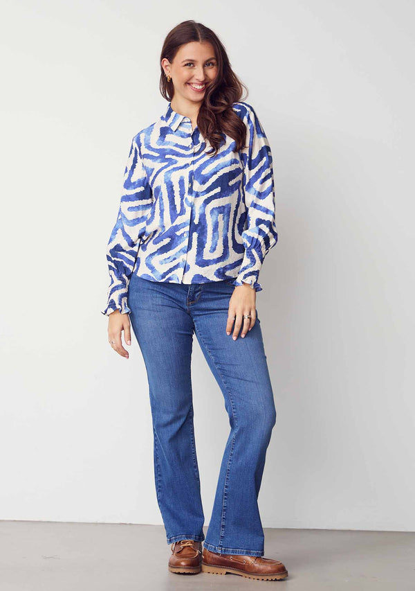 I SAY Ane Smock Shirt Shirts N21 Blue Graphical