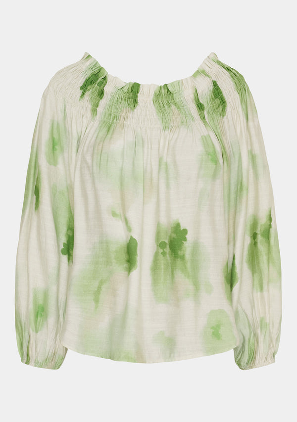 I SAY Ane Stretch Blouse Blouses N27 Green Watercolor