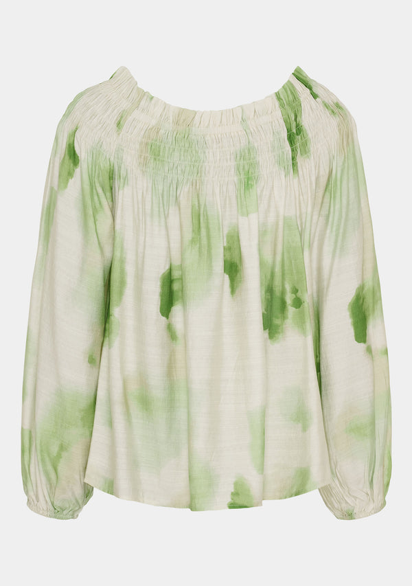 I SAY Ane Stretch Blouse Blouses N27 Green Watercolor