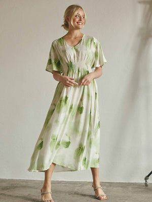 I SAY Ane Stretch Dress Dresses N27 Green Watercolor