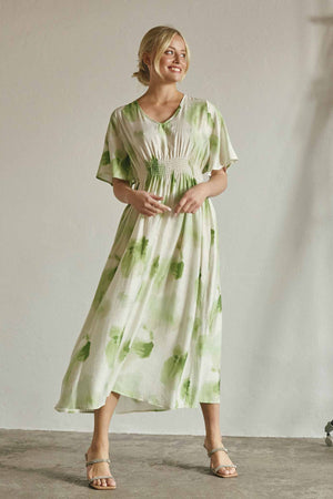 I SAY Ane Stretch Dress Dresses N27 Green Watercolor