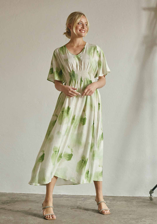 I SAY Ane Stretch Dress Dresses N27 Green Watercolor