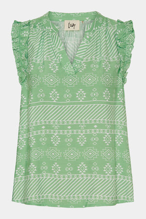 I SAY Ane Top Tops L98 Green Geo