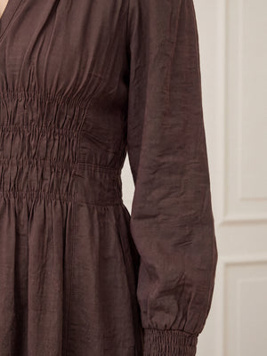I SAY Ane V-Neck Dress Dresses 356 Dark brown