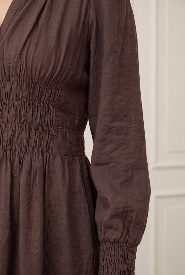 I SAY Ane V-Neck Dress Dresses 356 Dark brown