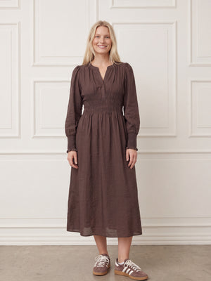 I SAY Ane V-Neck Dress Dresses 356 Dark brown