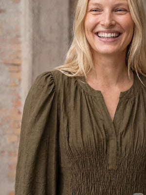 I SAY Ane V-Neck Dress Dresses 820 Dark Khaki
