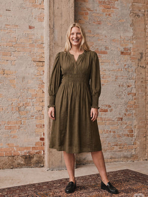 I SAY Ane V-Neck Dress Dresses 820 Dark Khaki