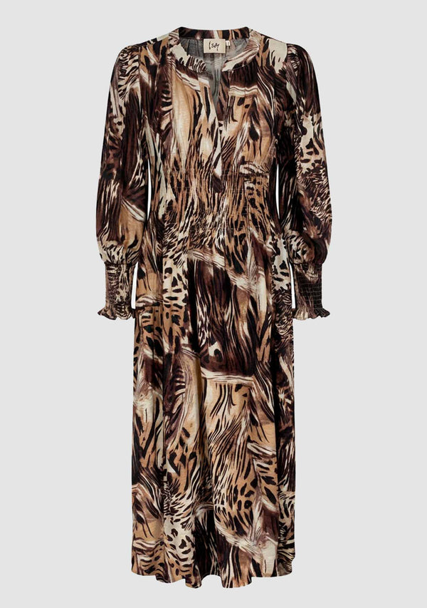 I SAY Ane V-Neck Dress Dresses N58 Brown Drawing