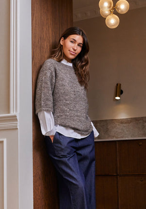 I SAY Anna 3/4 Sleeve Pullover Knitwear 361 Taupe Melange