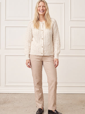 I SAY Anna Cable Cardigan Knitwear 101 Broken White