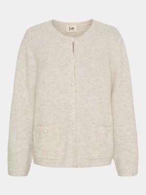 I SAY Anna Classic Cardigan Knitwear 101 Broken White