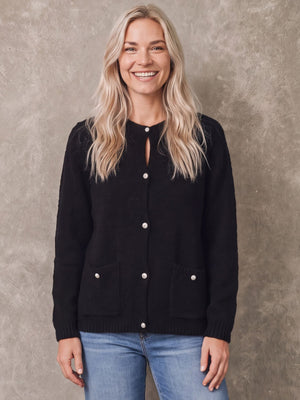 I SAY Anna Classic Cardigan Knitwear 900 Black