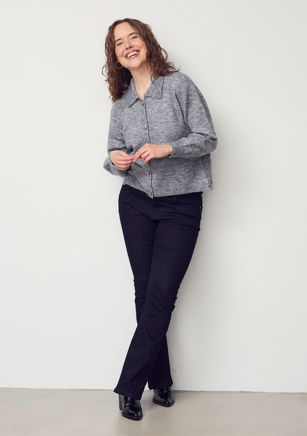 I SAY Anna Colar Cardigan Knitwear 947 Grey Melange