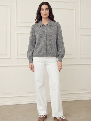 I SAY Anna Colar Cardigan Knitwear 947 Grey Melange