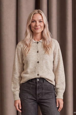 I SAY Anna Colar Cardigan Knitwear 956 Smokey