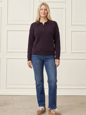 I SAY Anna Colar Pullover Knitwear 419 Aubergine