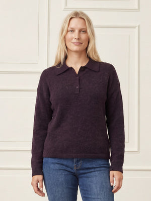 I SAY Anna Colar Pullover Knitwear 419 Aubergine