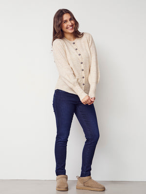 I SAY Anna Deco Cardigan Knitwear 111 Sand Melange