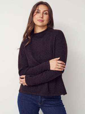 I SAY Anna Highneck Pullover Knitwear 357 Dark Brown Melange