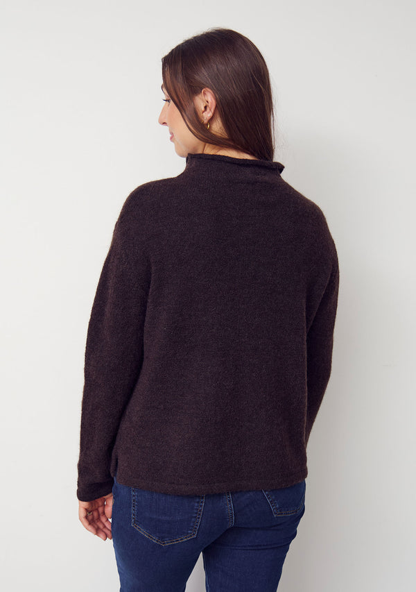 I SAY Anna Highneck Pullover Knitwear 357 Dark Brown Melange