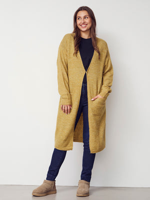 I SAY Anna Long Cardigan Knitwear 803 Lime Melange