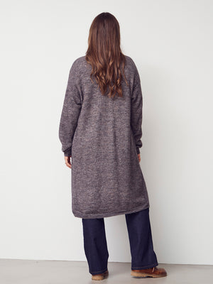 I SAY Anna Long Cardigan Knitwear 972 Mole Melange