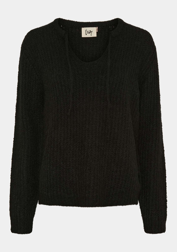 I SAY Anna String Pullover Knitwear 900 Black