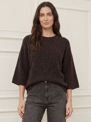 I SAY Anna s/s Pullover Knitwear 357 Dark Brown Melange