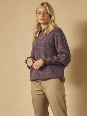 I SAY Anna s/s Pullover Knitwear 419 Aubergine