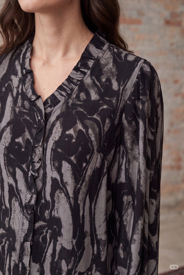 I SAY Annica Flounce Blouse Blouses M96 Greyish