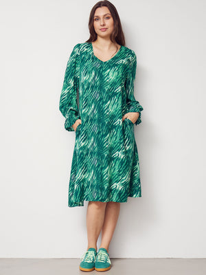 I SAY Annica V-Neck Dress Dresses M54 Green Float