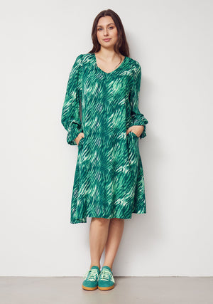 I SAY Annica V-Neck Dress Dresses M54 Green Float