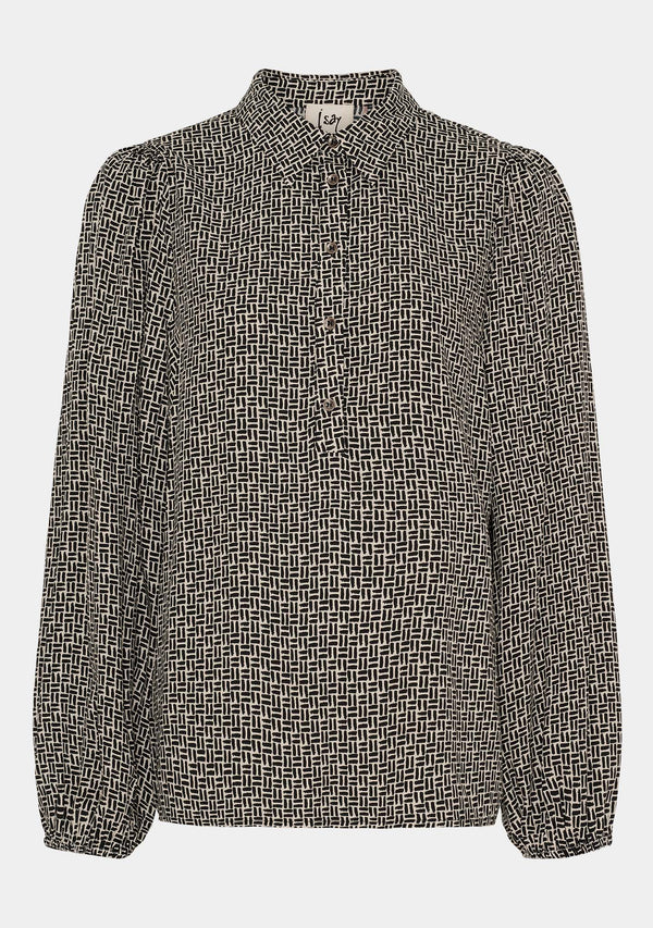 I SAY Asta Blouse Blouses M84 Graphic Black Strokes