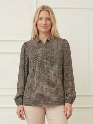 I SAY Asta Blouse Blouses M84 Graphic Black Strokes
