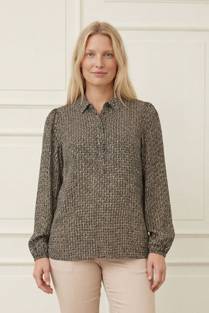 I SAY Asta Blouse Blouses M84 Graphic Black Strokes