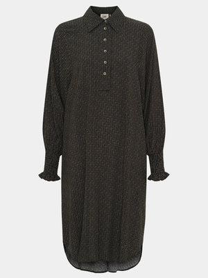I SAY Asta Smock Dress Dresses M85 Graphic Khaki Strokes