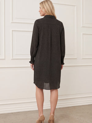 I SAY Asta Smock Dress Dresses M85 Graphic Khaki Strokes