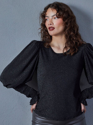 I SAY Barbel Blouse Blouses H87 Black w/Silver