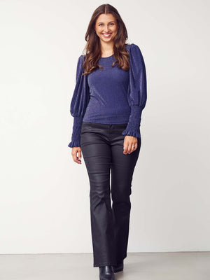 I SAY Barbel Blouse Blouses M98 Blue w/Silver